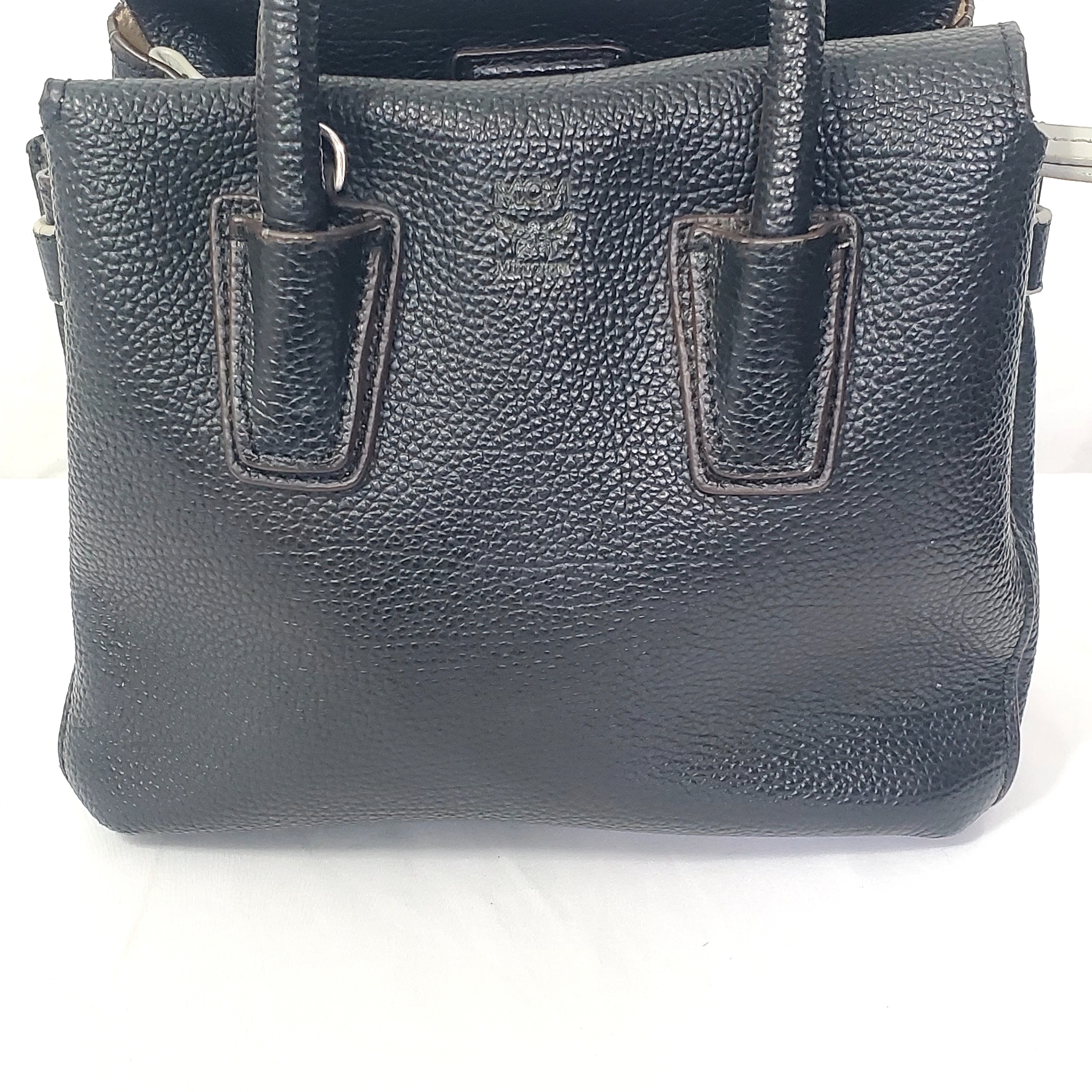 Mcm Black Leather Top-Handle Satchel